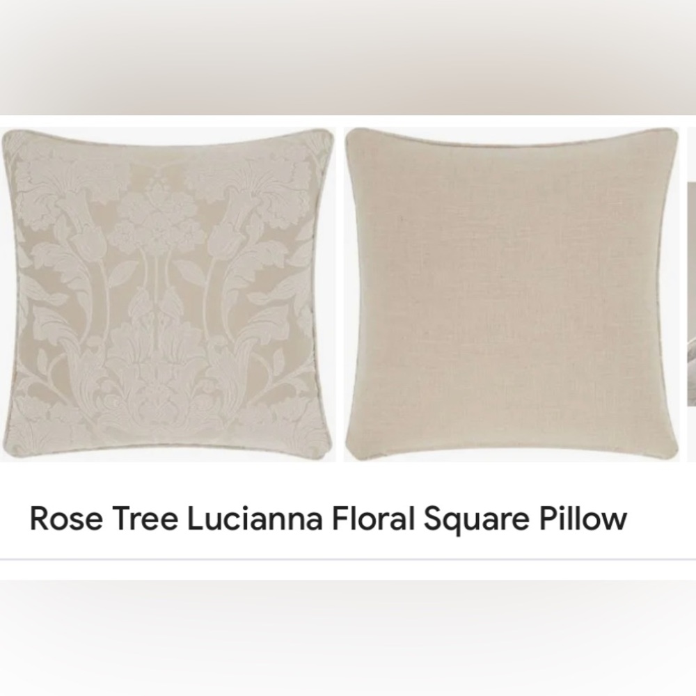 Rose Tree Lucianna Collection Luxury Throw Pillow 
Taupe and White NWT
18” x 18”